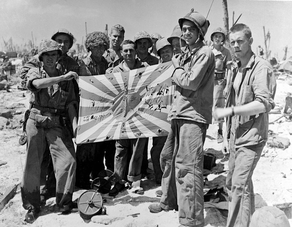 The Long Blue Line: Japanese “Good Luck” Flag captured in the Battle of Eniwetok