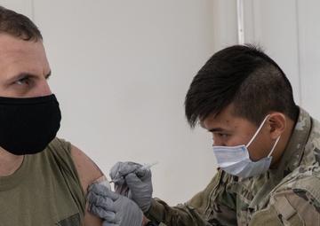 U.S. Army Soldiers recieve the COVID-19 vaccine