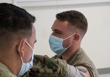 U.S. Army Soldiers recieve the COVID-19 vaccine