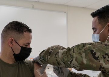 U.S. Army Soldiers recieve the COVID-19 vaccine