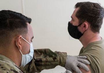 U.S. Army Soldiers recieve the COVID-19 vaccine