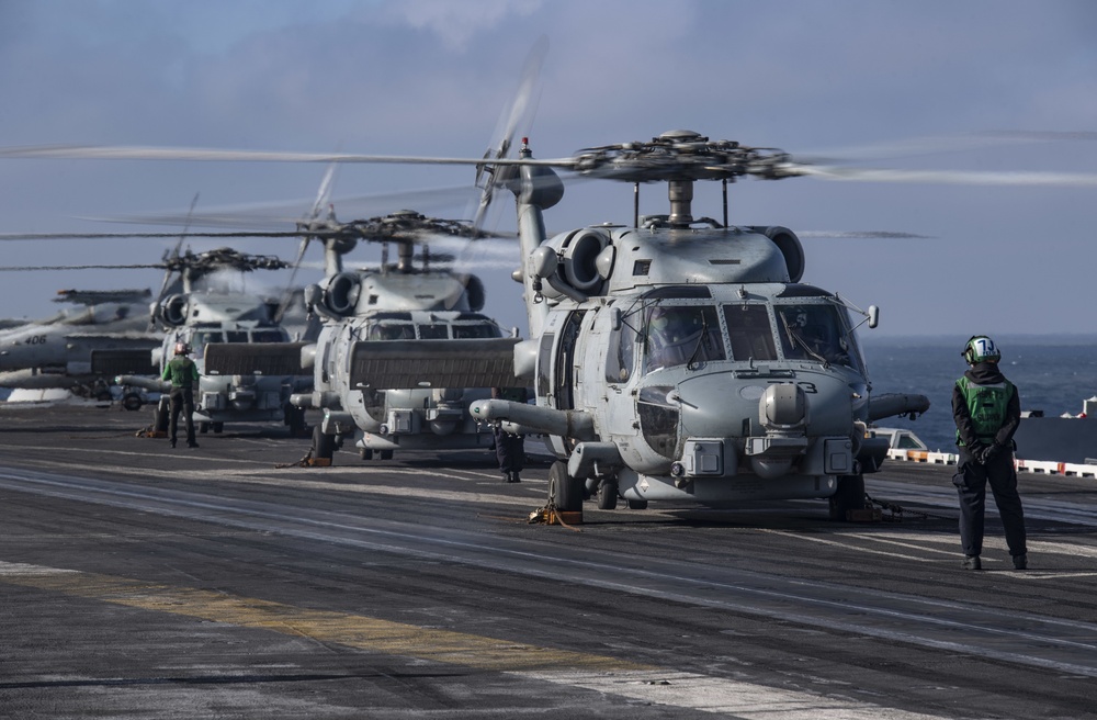 Sea Hawks Engage Rotors On Flight Deck