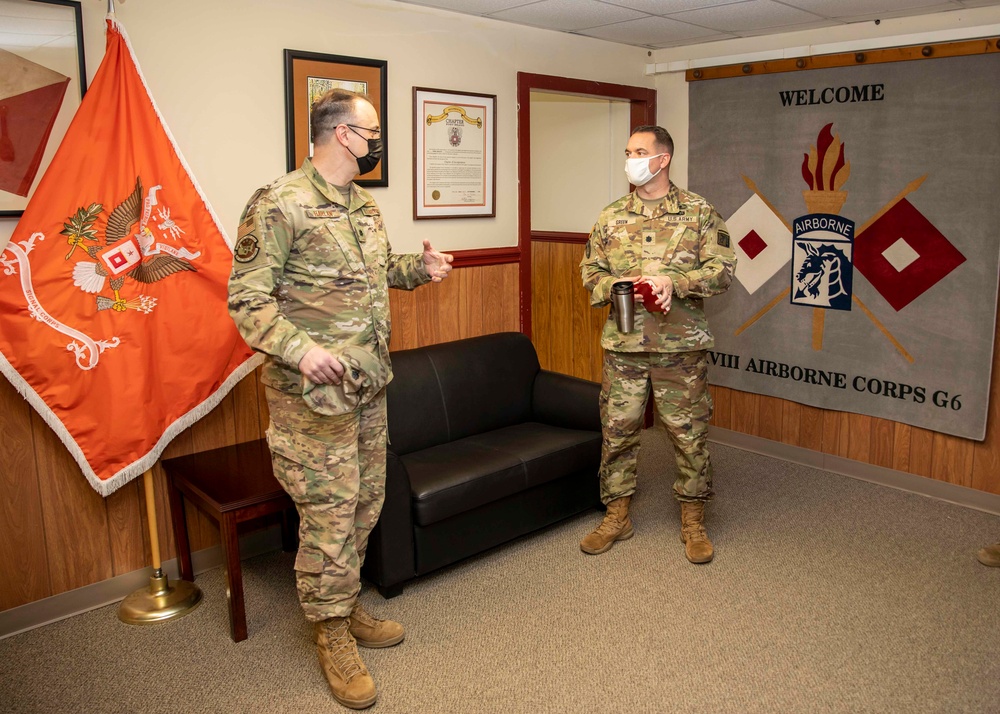 JTF-CS J6 Communication Director Meets With XVIII Airborne Corps G6 Communications Deputy Director