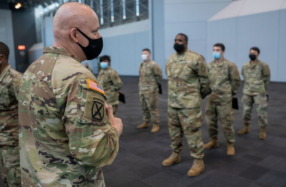 NY National Guard troops reenlistment ceremony at Javits NY Vaccination Site (24 February 2021)