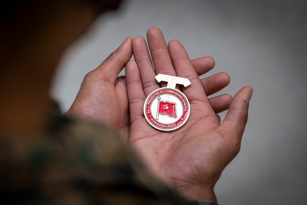 Marines awarded challenge coins for postal operation assistance