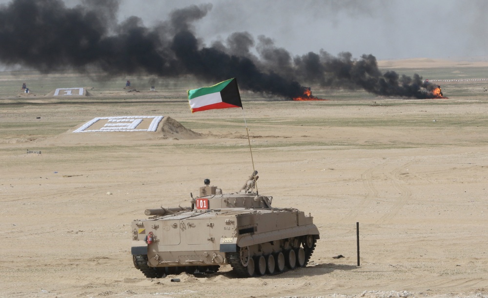 A Kuwait Land Forces tank participates in exercise, Al Tahreer 21