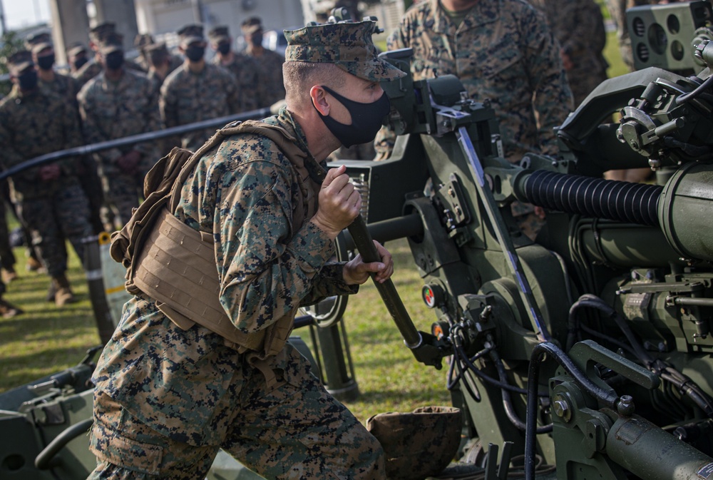 MCB Camp Butler EOD conducts training to extract lodged projectiles from an M777 Howitzer