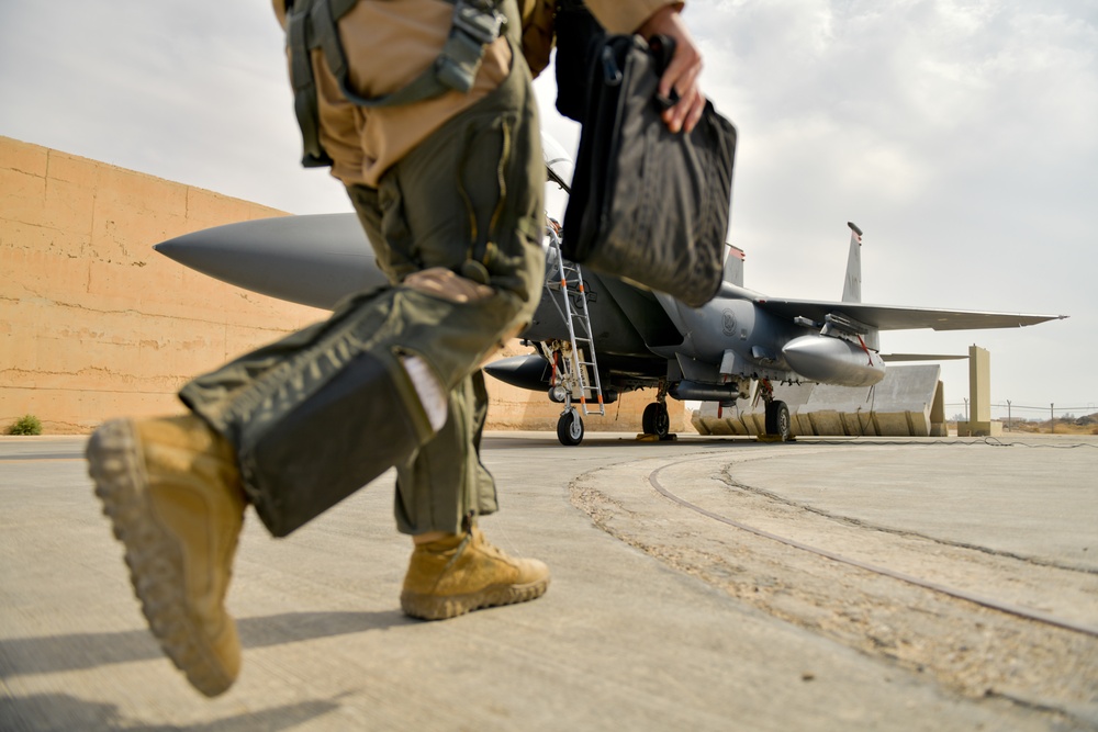 Weapons System Officer Steps to Her F-15E