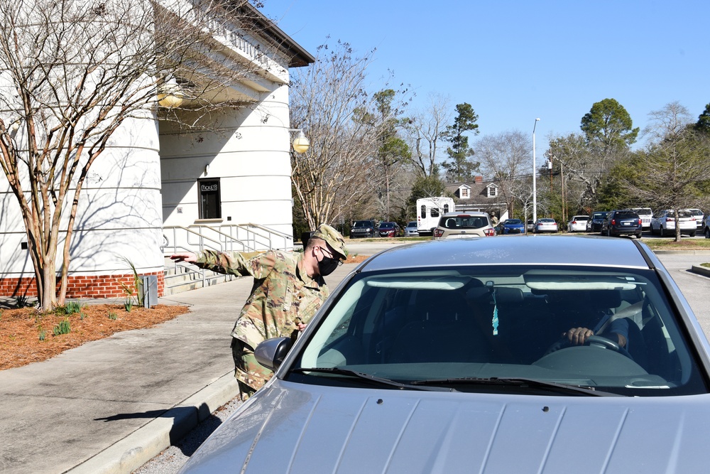 South Carolina National Guard Soldiers support COVID-19 vaccination center at Weldon Auditorium, Manning