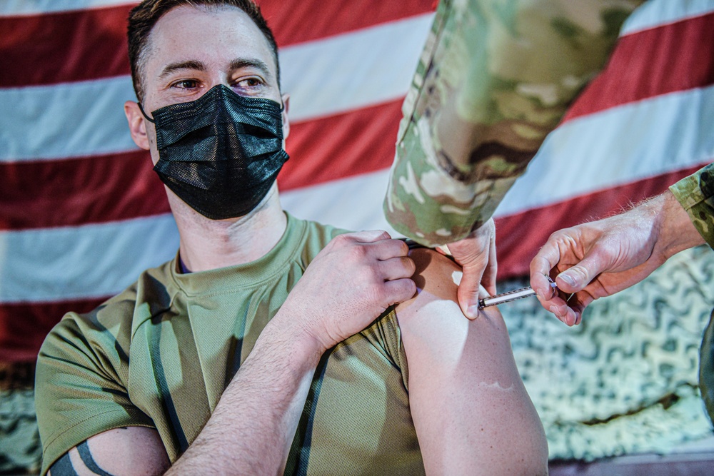 Servicemembers of the 332nd Air Expeditionary Wing Receive COVID Vaccine