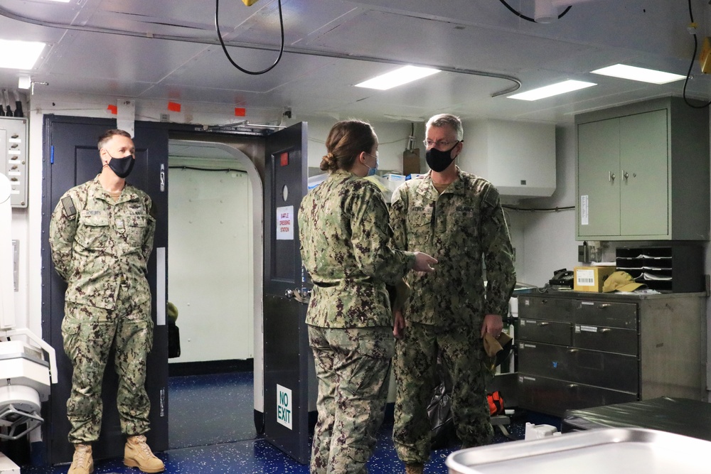 Secretary of Defense and Naval Medical Forces Pacific Commander Observe COVID-19 Vaccinations Aboard USS Essex