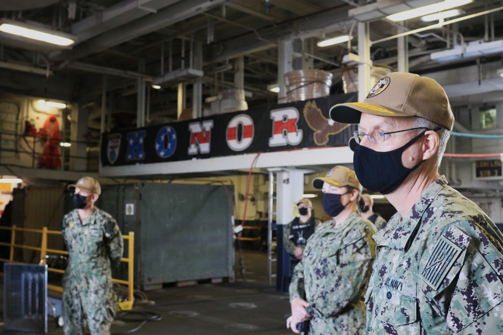 Secretary of Defense and Naval Medical Forces Pacific Commander Observe COVID-19 Vaccinations Aboard USS Essex