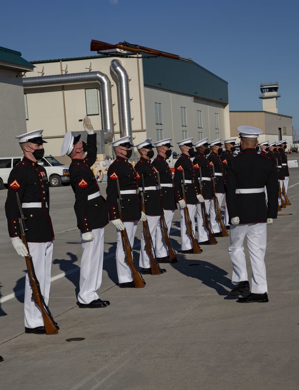 U.S. Marine Corps' Silent Drill Platoon performs on MCAS New River