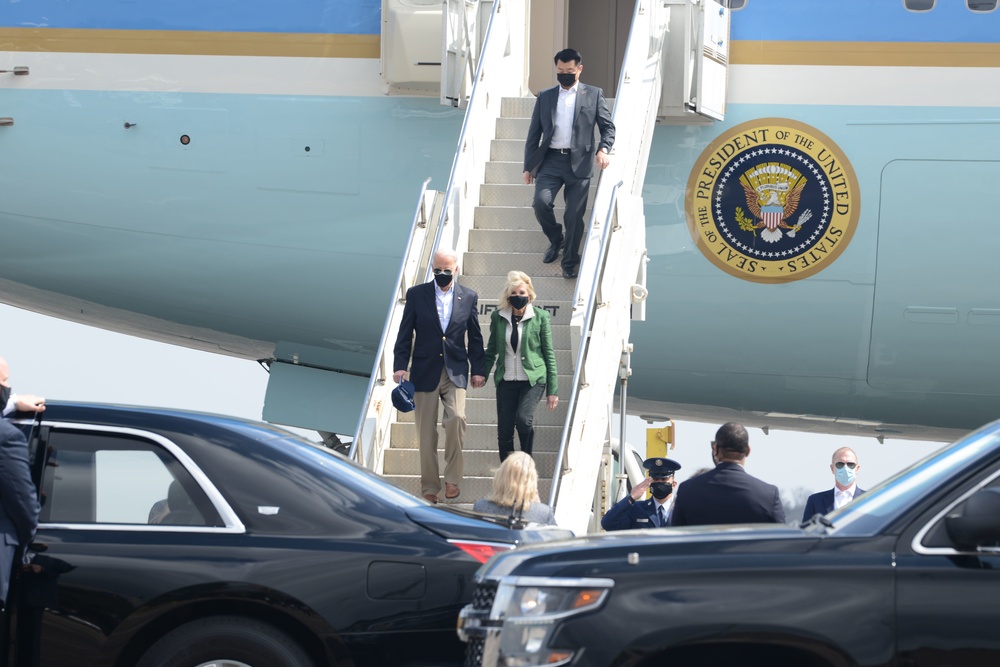 President Biden arrives at Ellington Field