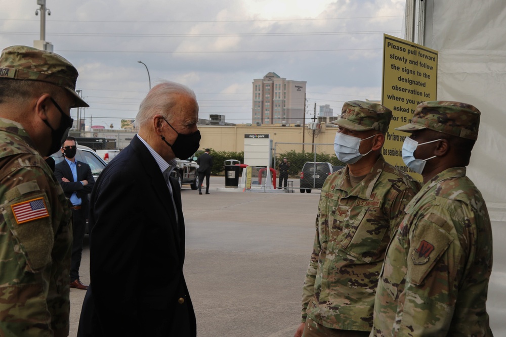 President Biden visits Houston NRG Stadium COVID Community Vaccination Center