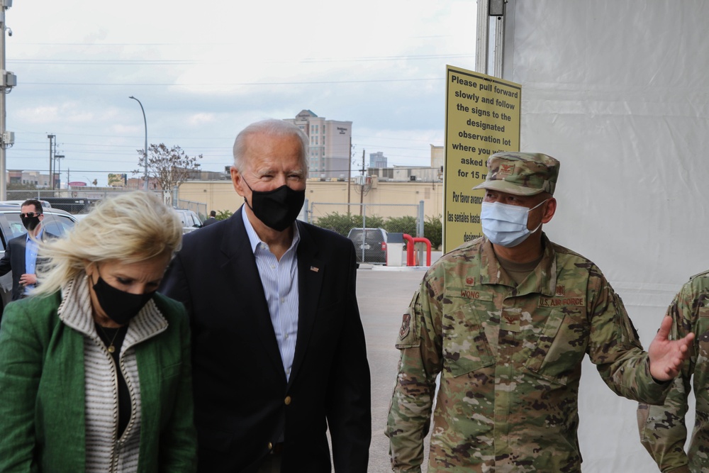 President Biden visits Houston NRG Stadium COVID Community Vaccination Center