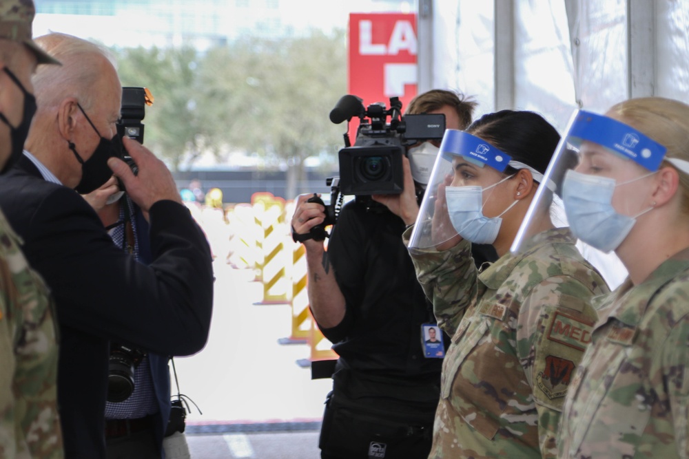 President Biden visits Houston NRG Stadium COVID Community Vaccination Center