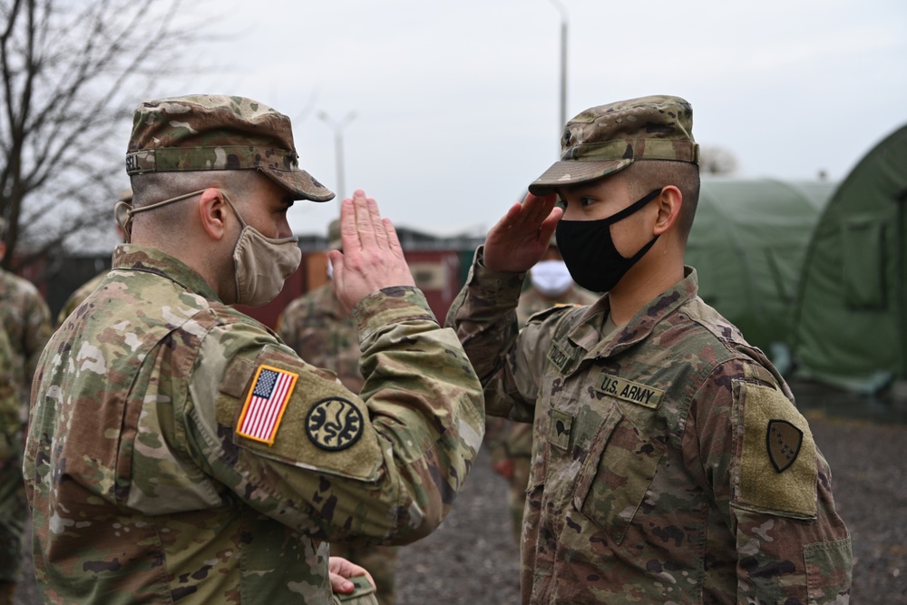 Alaska Army National Guard Sergeant Lester Tuazon was promoted while deployed in support of Atlantic Resolve, Poland.