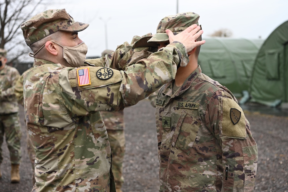 Alaska Army National Guard Sergeant Lester Tuazon was promoted while deployed in support of Atlantic Resolve, Poland.