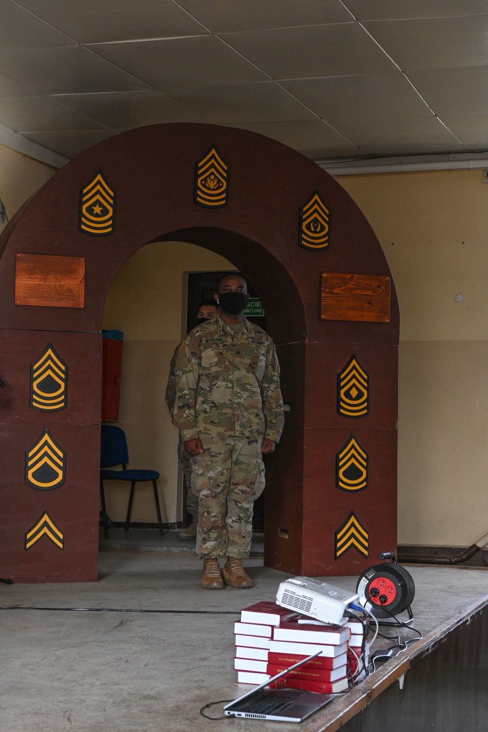 Alaska Army National Guard Sergeant Emmanuel Nfonoyim was inducted into the Non Commissioned Officer Corps while deployed to Poland.