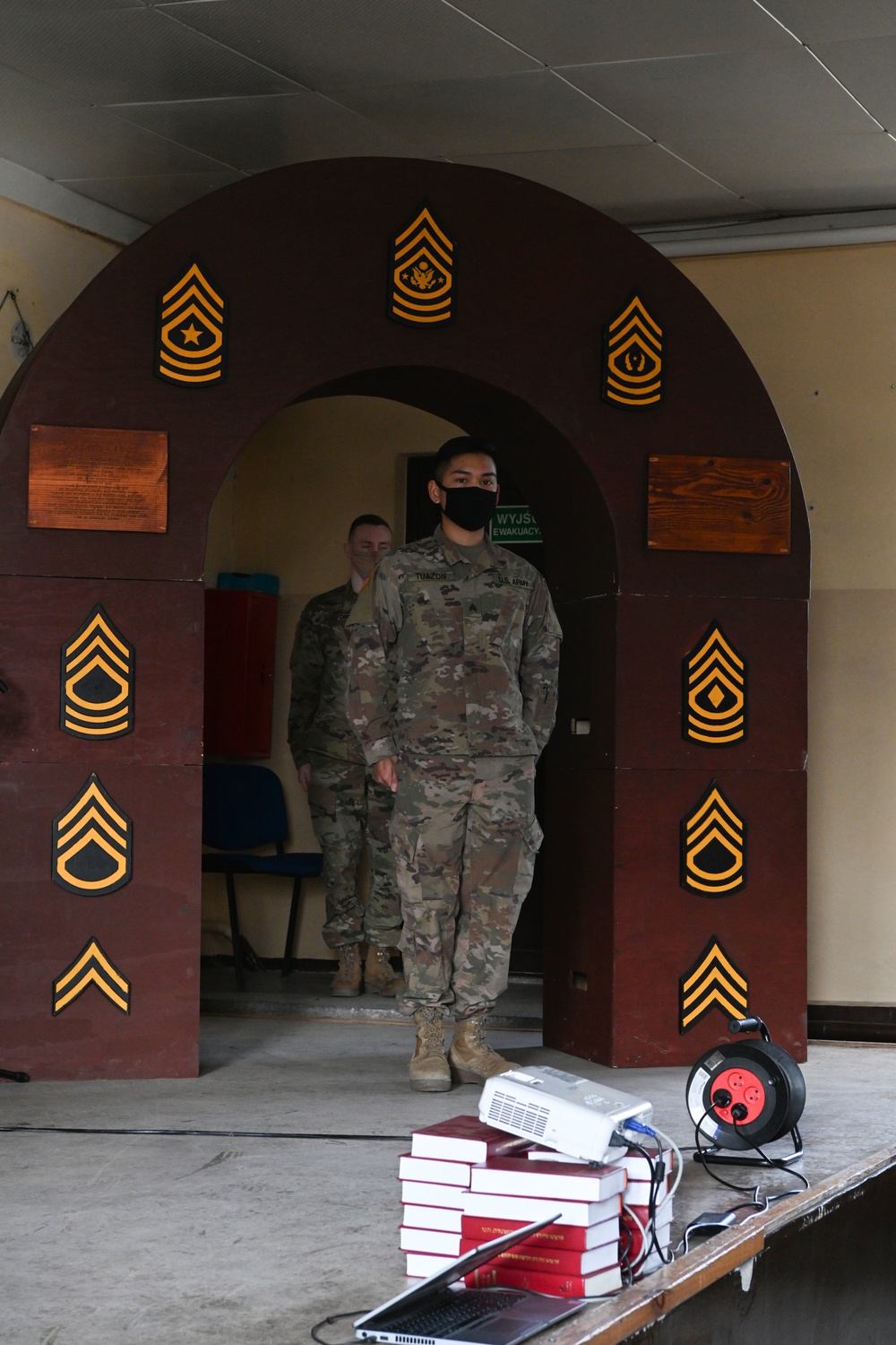 Alaska Army National Guard Sergeant Lester Tuazon was inducted into the Non Commissioned Officer Corps while deployed to Poland.