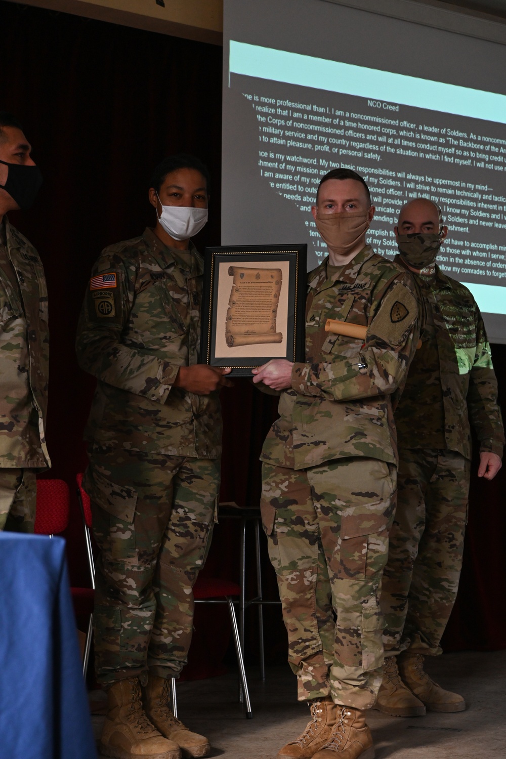 Alaska Army National Guard Sergeant Jacob Lunsford was inducted into the Non Commissioned Officer Corps while deployed to Poland.