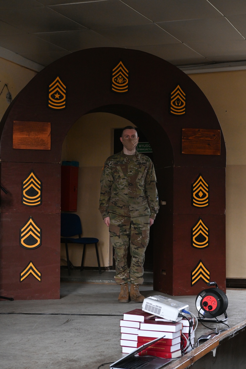 Alaska Army National Guard Sergeant Jacob Lunsford was inducted into the Non Commissioned Officer Corps while deployed to Poland.