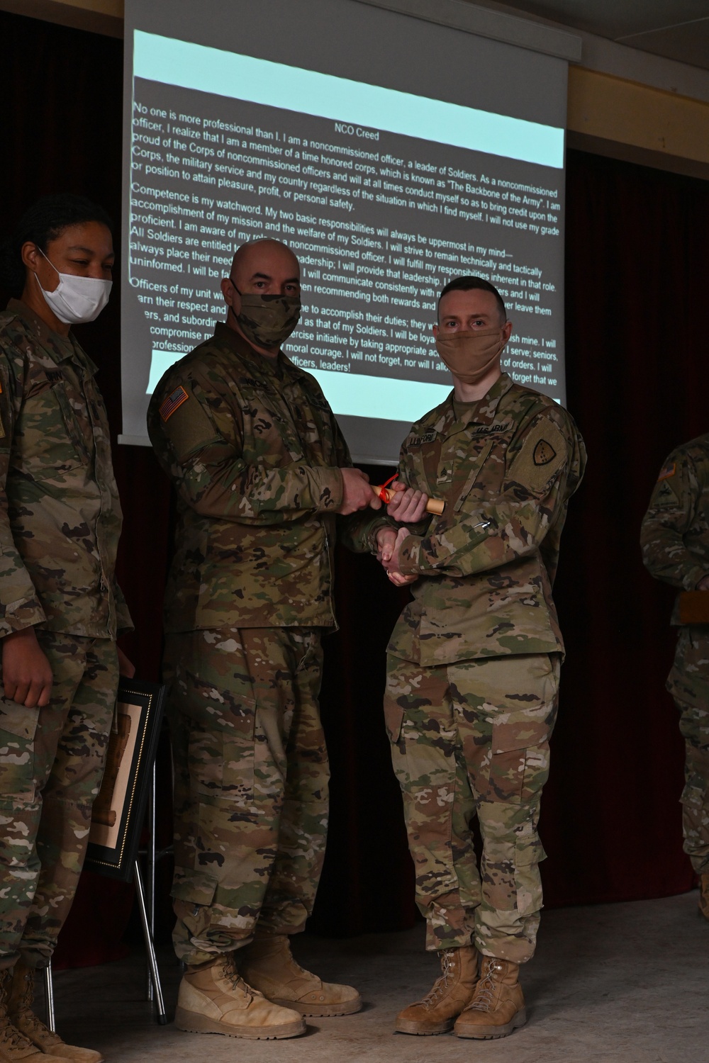 Alaska Army National Guard Sergeant Jacob Lunsford was inducted into the Non Commissioned Officer Corps while deployed to Poland.