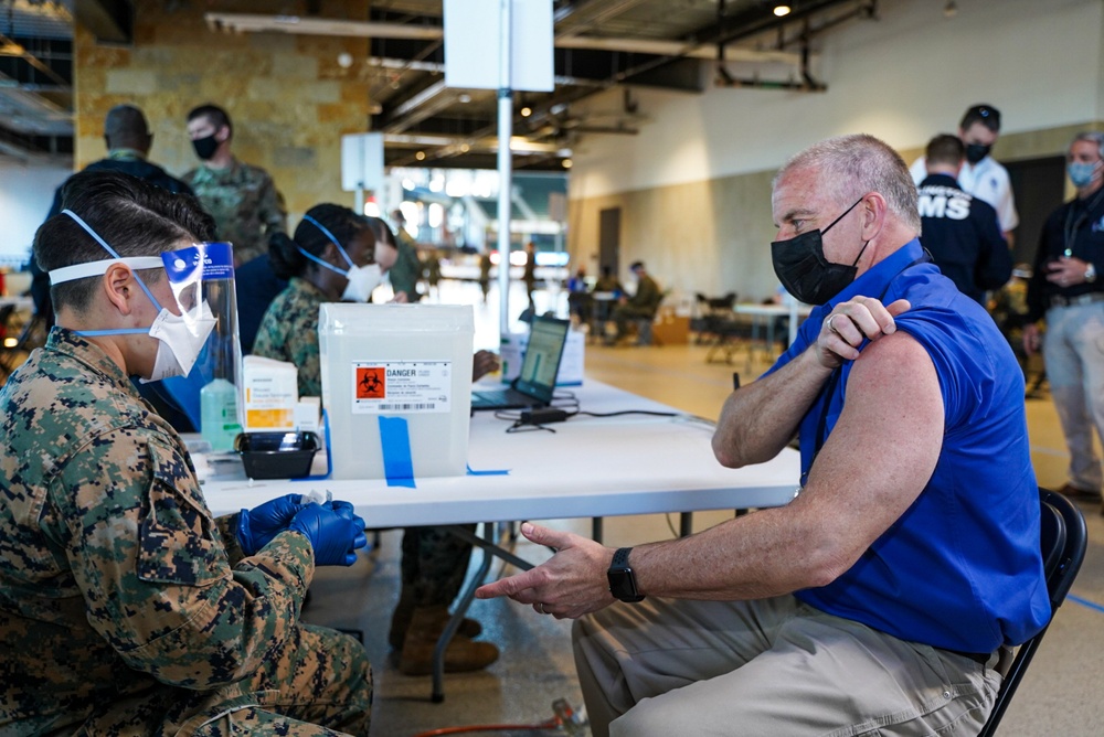 1st MLG starts giving COVID vaccines at Globe Life Field Community Vaccination Center