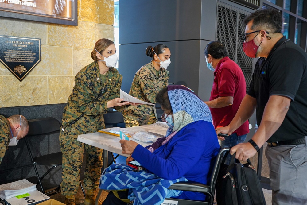 1st MLG starts giving COVID vaccines at Globe Life Field Community Vaccination Center