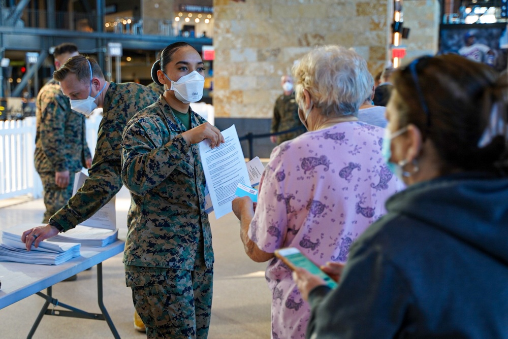 1st MLG starts giving COVID vaccines at Globe Life Field Community Vaccination Center