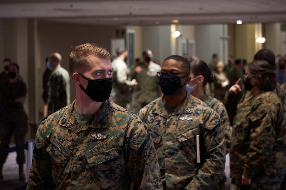 U.S. Marines and U.S. Navy Sailors prepare to support FEMA vaccination effort in Philadelphia