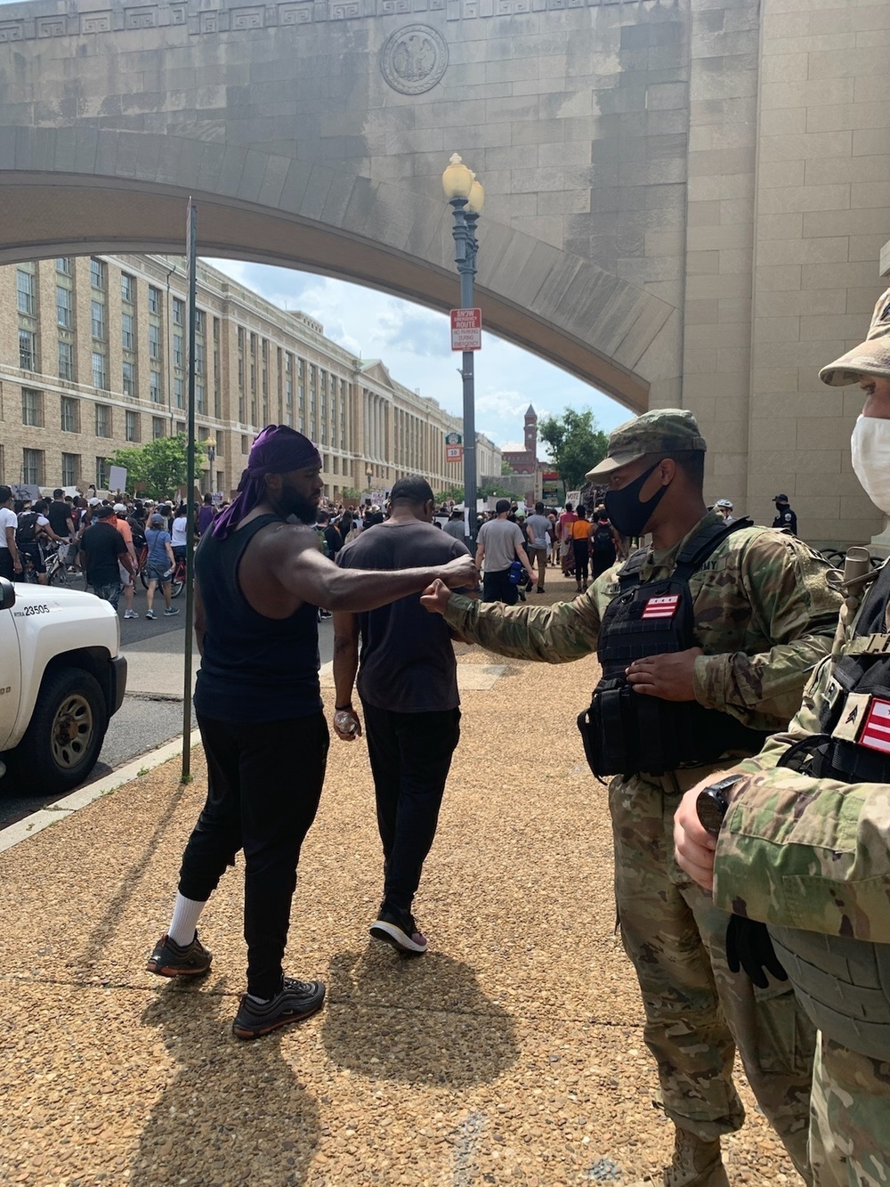 District of Columbia National Guardsman interacts with members of the public