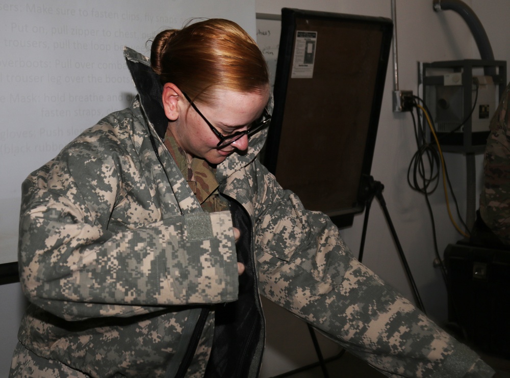 Soldiers from 318th Chemical Company conduct training