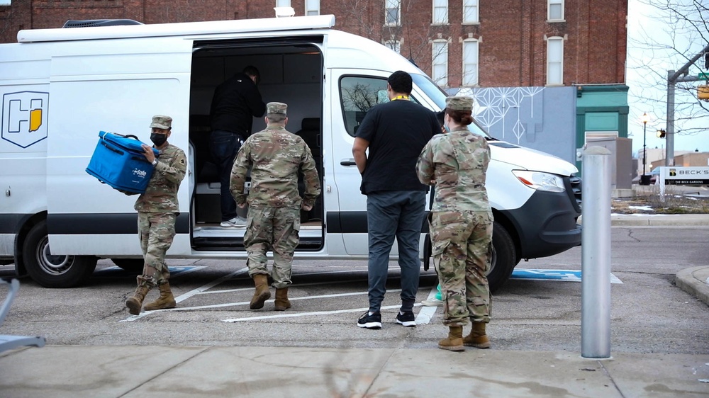 Indiana National Guard operates a mobile vaccine unit with IDOH