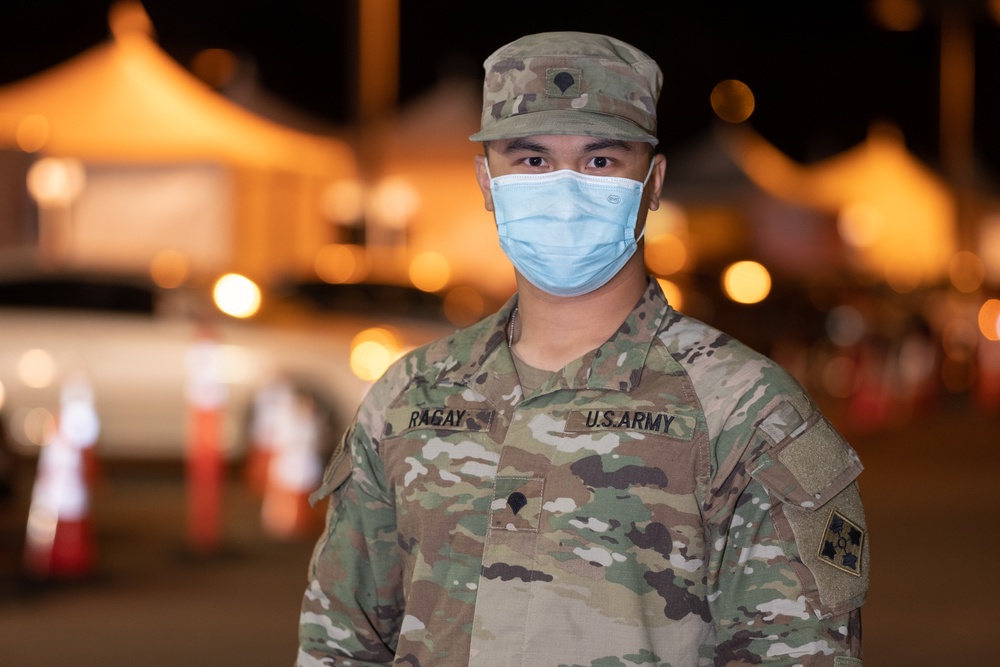 Soldier administers COVID vaccine to family members at Cal State LA