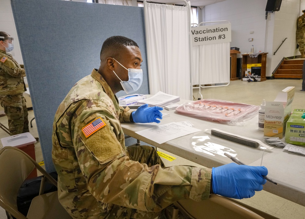U.S. Soldiers support the newly opened COVID-19 Paterson Community Vaccination Center