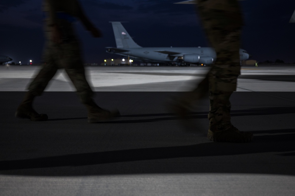 KC-135s stay up late to keep planes flying