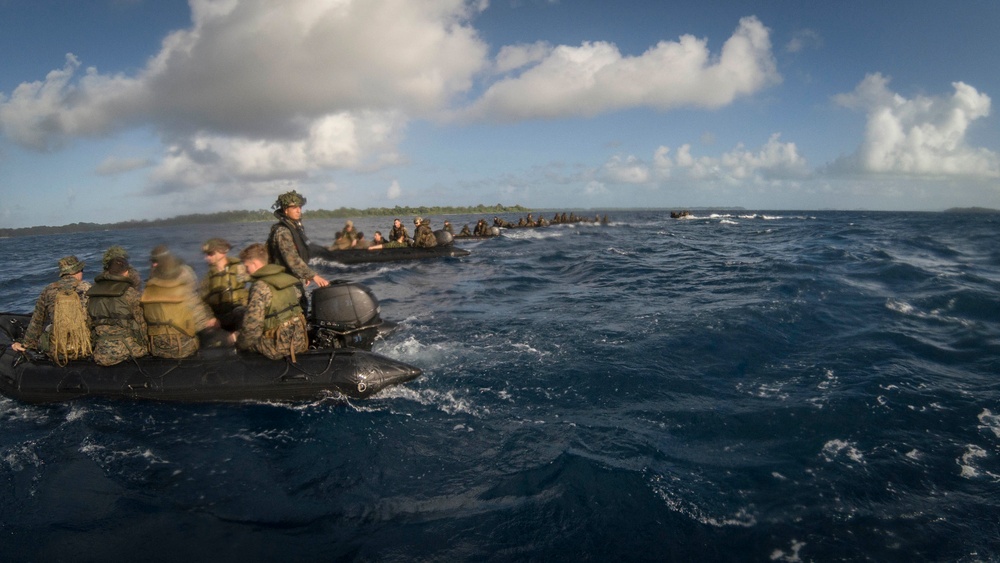 BLT 3/4 launches near the coast of Peleliu