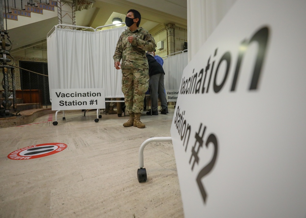 U.S. Army Soldiers Support Trenton, NJ COVID-19 Community Vaccination Center