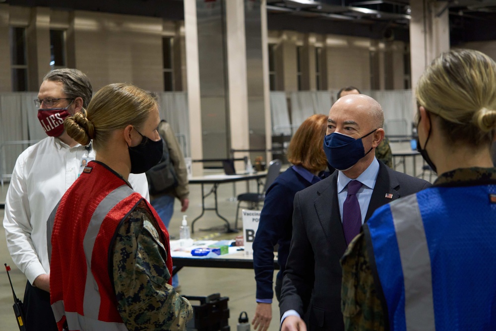 Secretary of Homeland Security visits the Center City Community Vaccination Center in Philadelphia