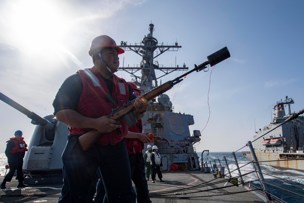 USS Laboon Conducts Replenishment-at-Sea with USNS Laramie