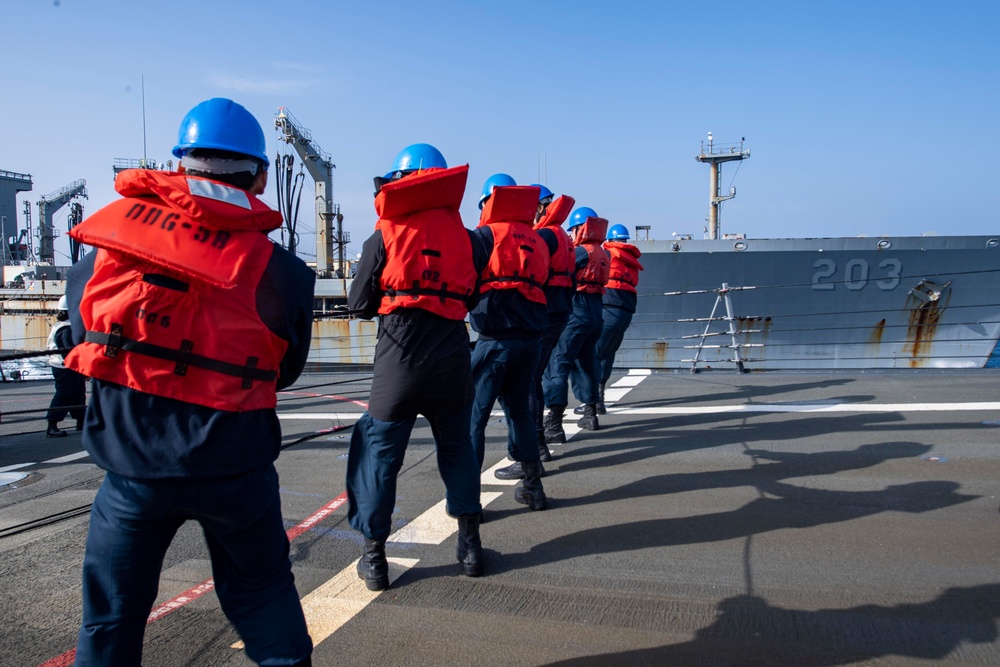 USS Laboon Conducts Replenishment-at-Sea with USNS Laramie