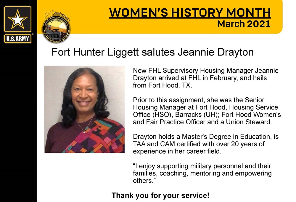 Fort Hunter Liggett Women’s History Month Spotlights