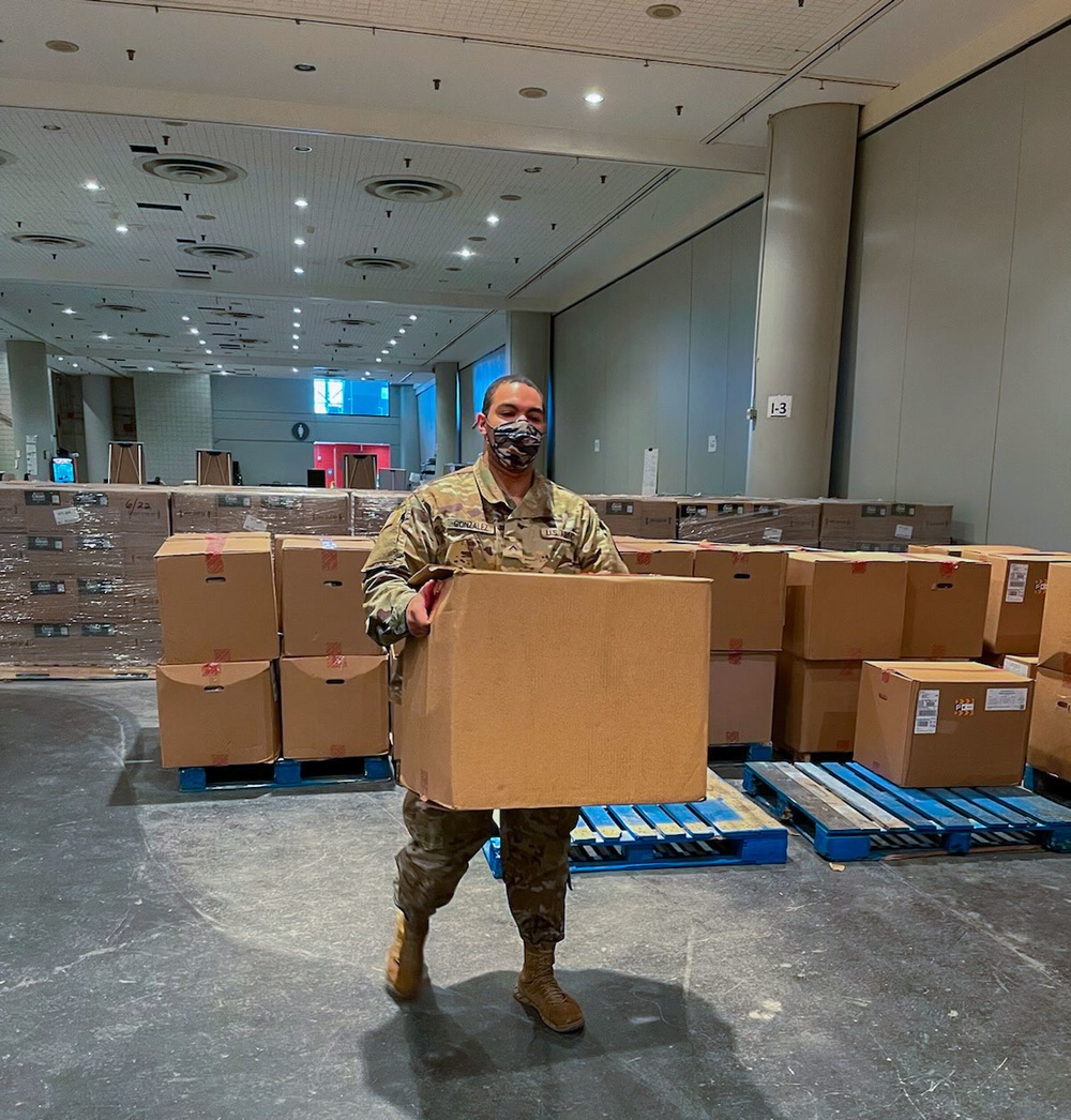 Javits Center Warehouse Team prepare shipments for Vaccination Sites around New York
