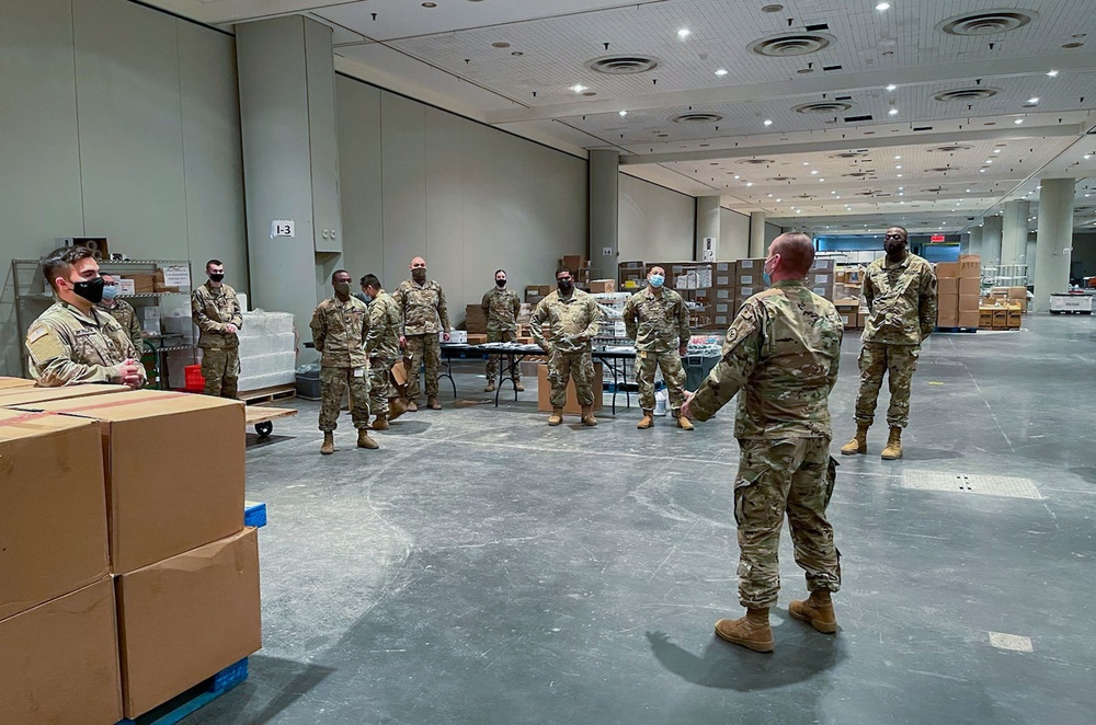 Javits Center Warehouse Team prepare shipments for Vaccination Sites around New York