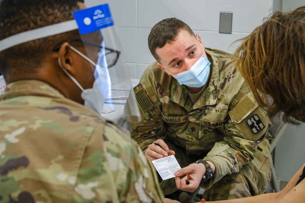 U.S. Army Soldiers from the 627th and 531st Hospital Centers support COVID-19 vaccination efforts in Trenton, NJ