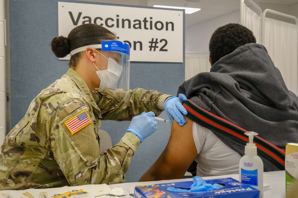 U.S. Army Soldiers from the 627th and 531st Hospital Centers support COVID-19 vaccination efforts in Trenton, NJ