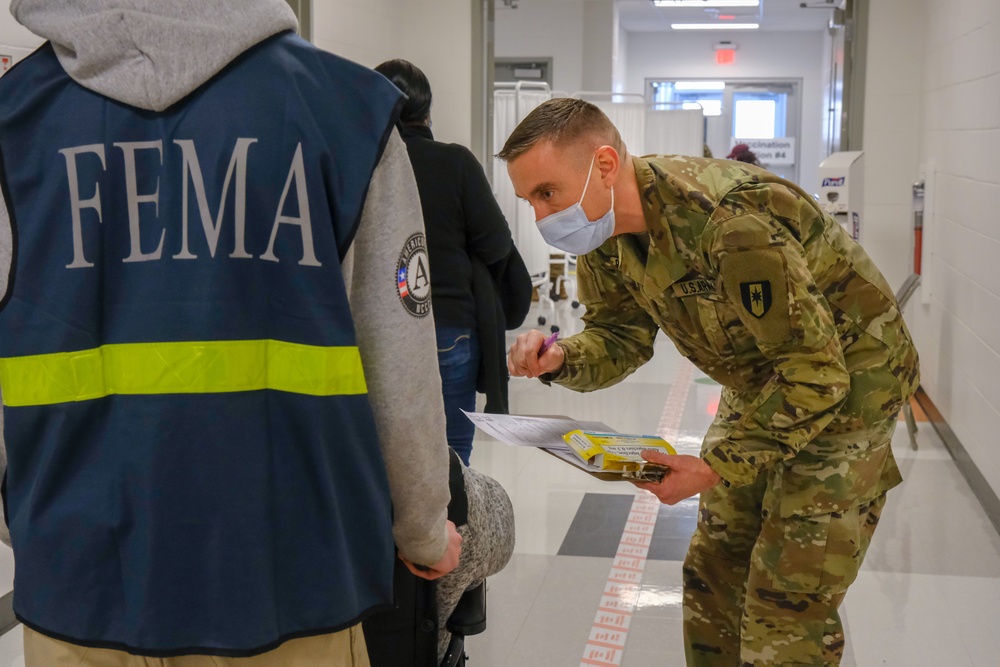U.S. Army Soldiers from the 627th and 531st Hospital Centers support COVID-19 vaccination efforts in Trenton, NJ