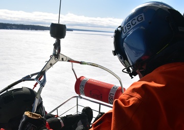 Air Station Traverse City conducts ice rescue hoist training near Houghton, Mich.